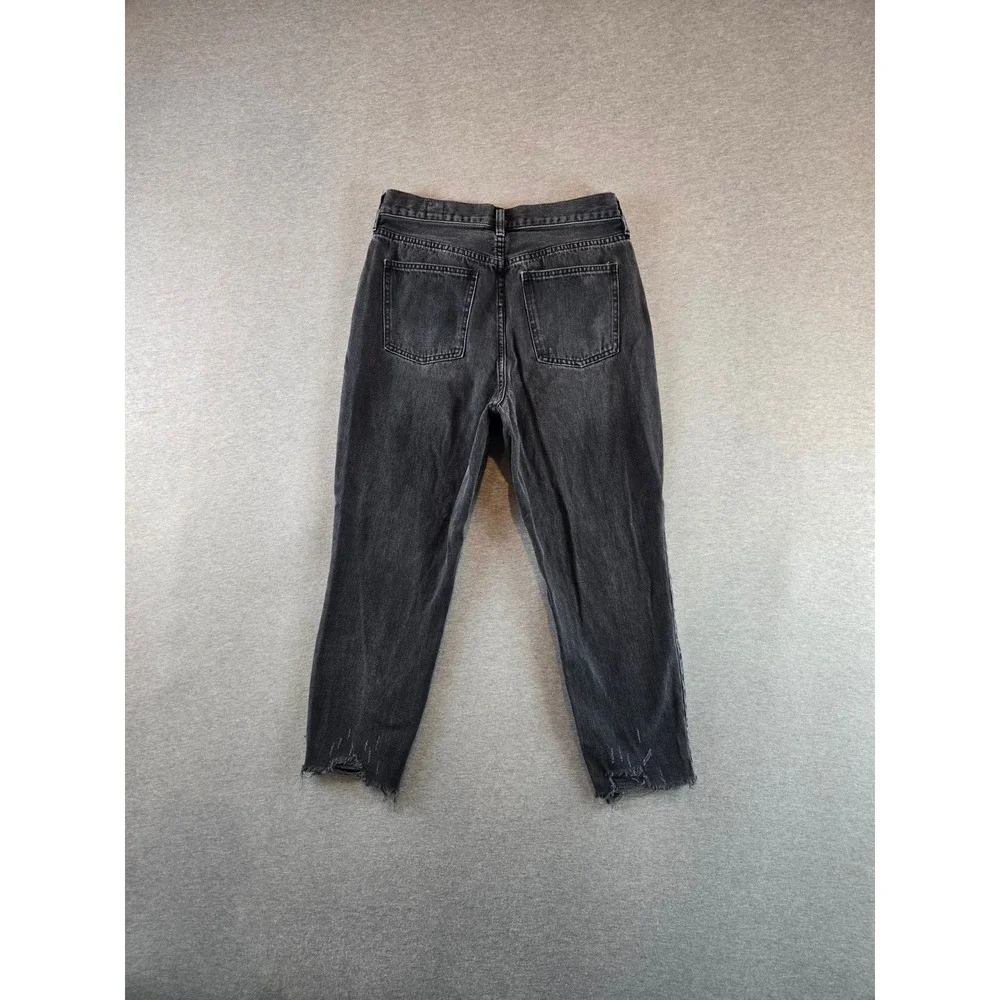 Free People Blossom Rigid Skinny Jeans Women 30 Black Distressed Cropped Raw Hem